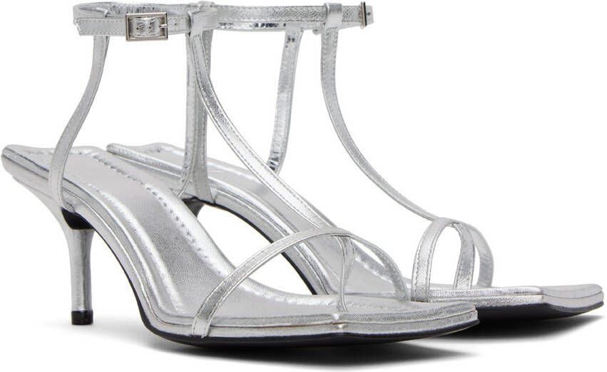 Juun.J Silver Leather Heeled Sandals