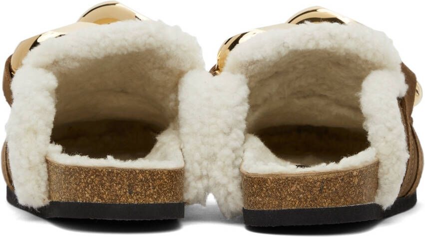 JW Anderson Brown Shearling Chain Loafers