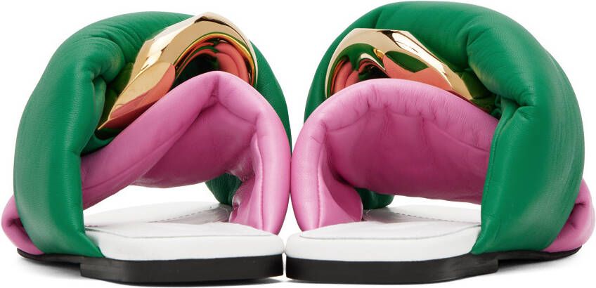 JW Anderson Pink & Green Chain Twist Sandals