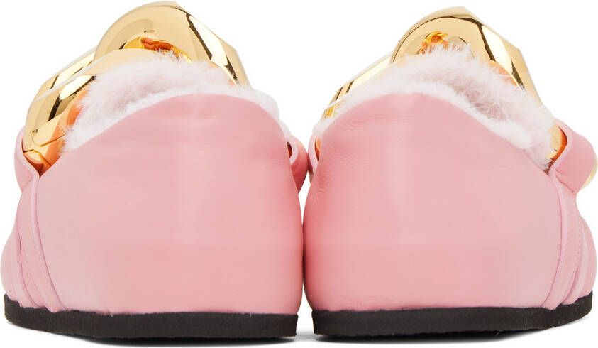 JW Anderson Pink Shearling Chain Loafers