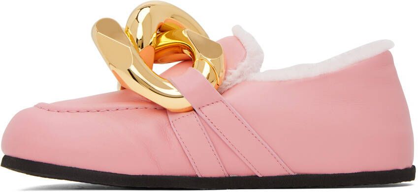 JW Anderson Pink Shearling Chain Loafers