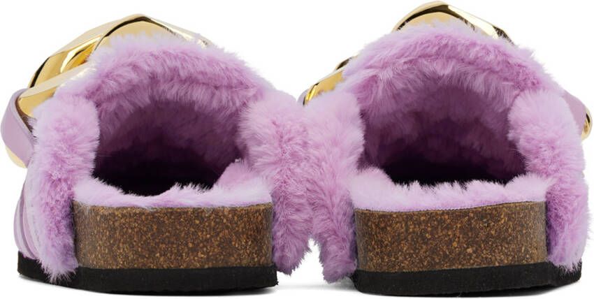 JW Anderson Purple Faux-Fur Chain Slides