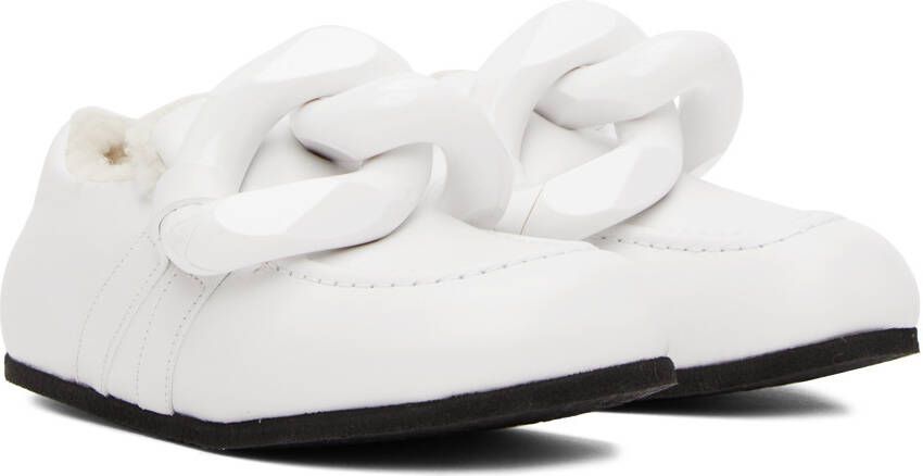 JW Anderson White Shearling Chain Loafers