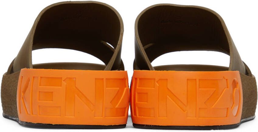 Kenzo Khaki & Orange yama Leather Sandals
