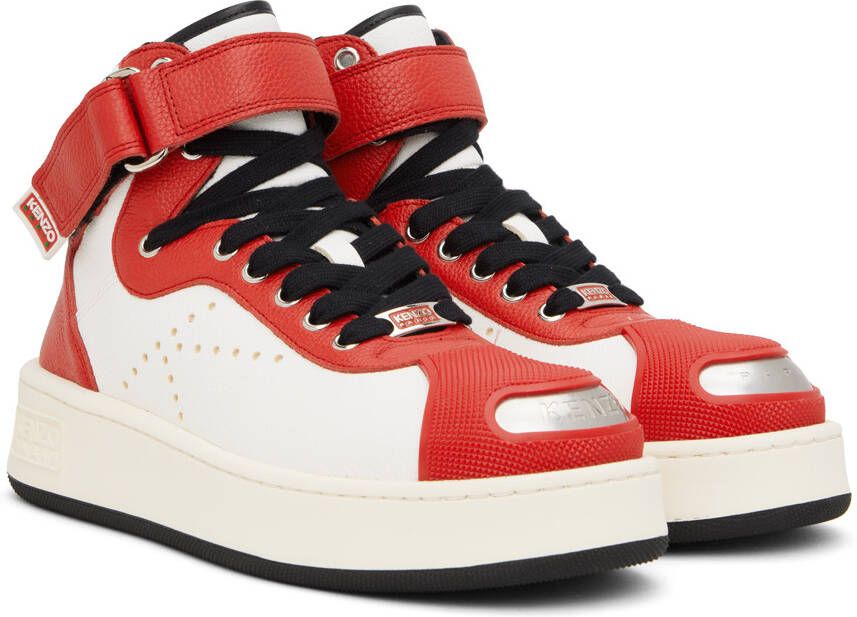 Kenzo Red & White Hoops Trainer Sneakers