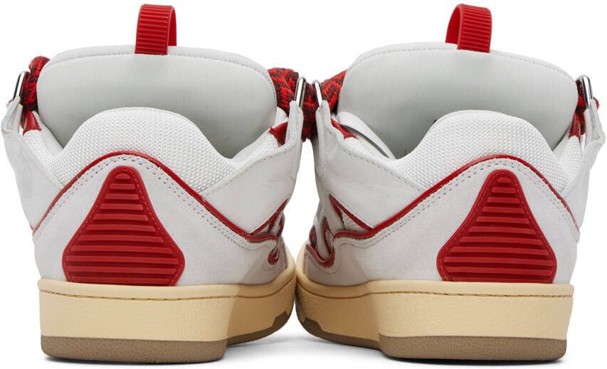 Lanvin SSENSE Exclusive White & Red Curb Sneakers