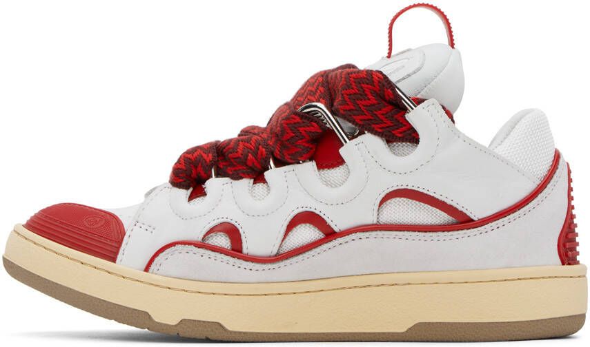 Lanvin SSENSE Exclusive White & Red Curb Sneakers