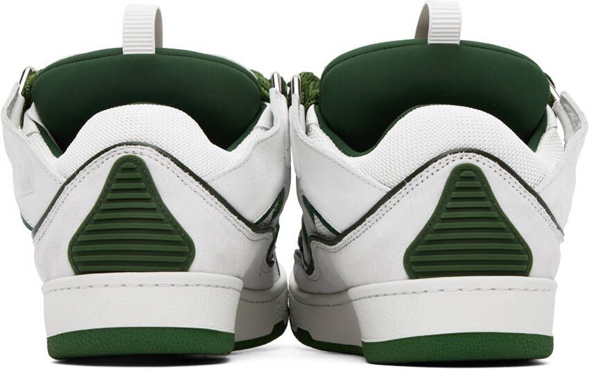 Lanvin White & Green Curb Sneakers