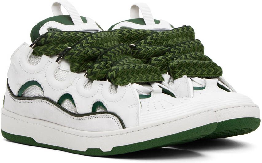Lanvin White & Green Curb Sneakers