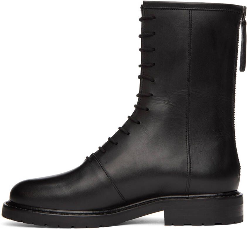 Legres Black Leather Combat Boots