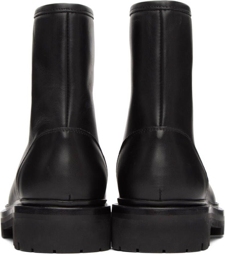 Legres Black Oiled Leather Ankle Boots