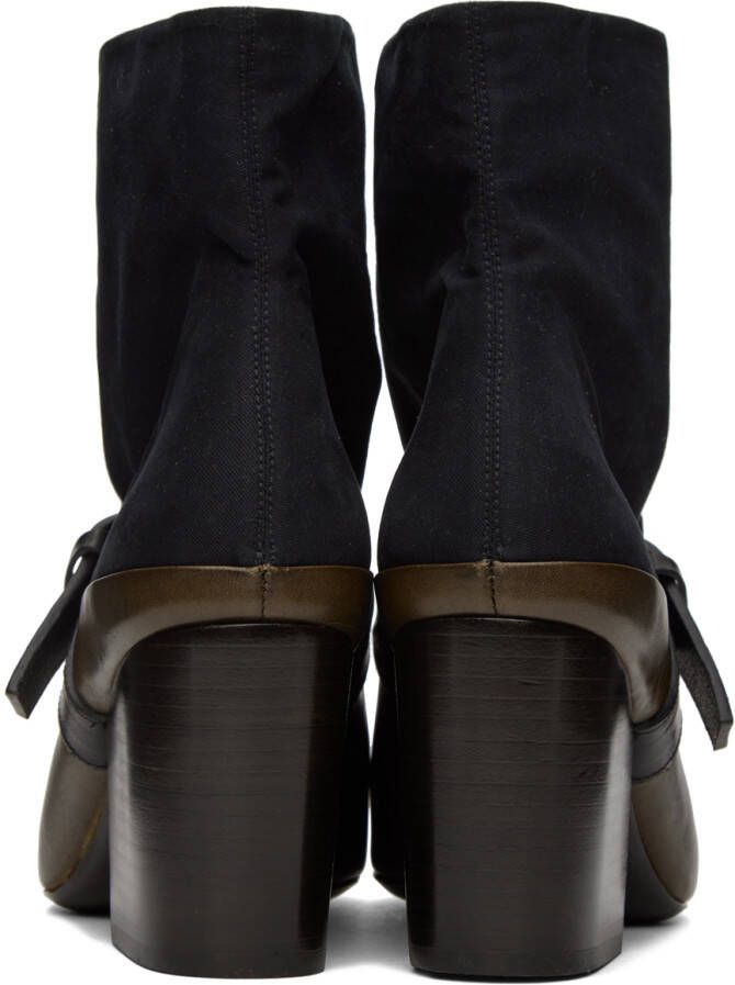 LEMAIRE Black & Brown Pin-Buckle Boots