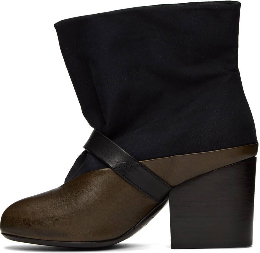 LEMAIRE Black & Brown Pin-Buckle Boots