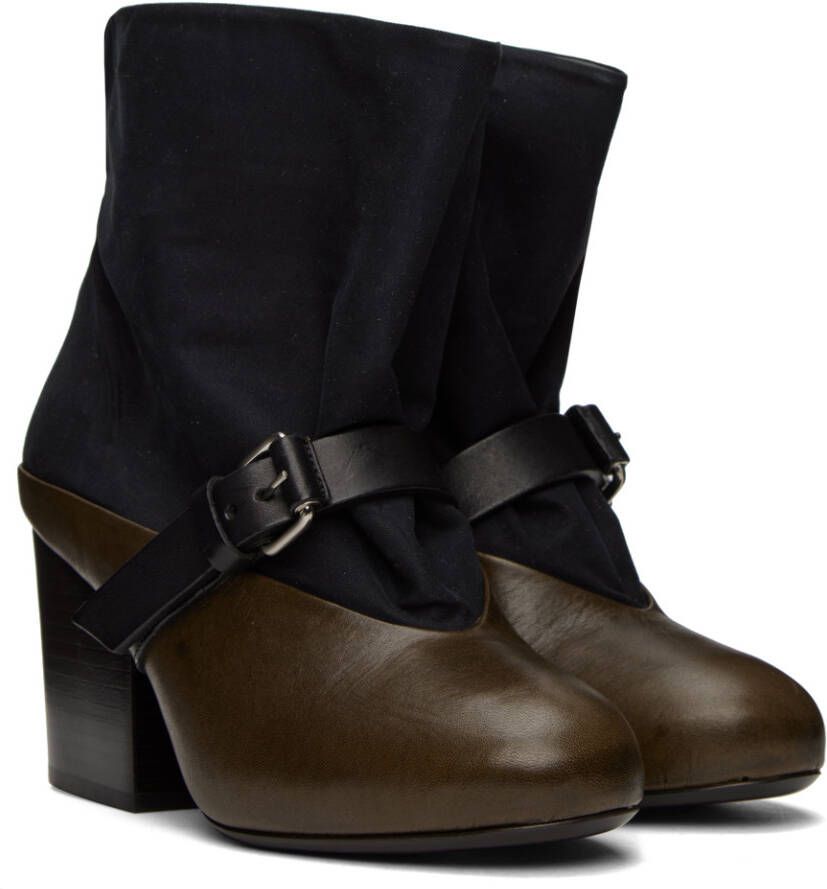 LEMAIRE Black & Brown Pin-Buckle Boots