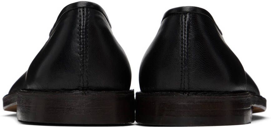 LEMAIRE 20mm square-toe piped leather loafers Black - Picture 5