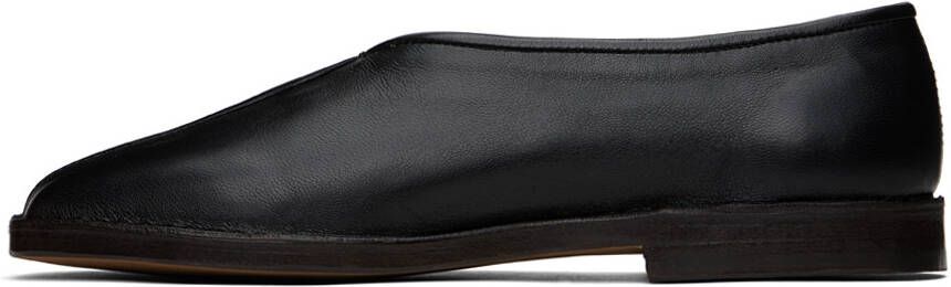 LEMAIRE 20mm square-toe piped leather loafers Black - Picture 6