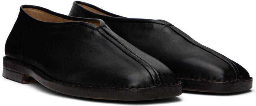 LEMAIRE 20mm square-toe piped leather loafers Black - Picture 7