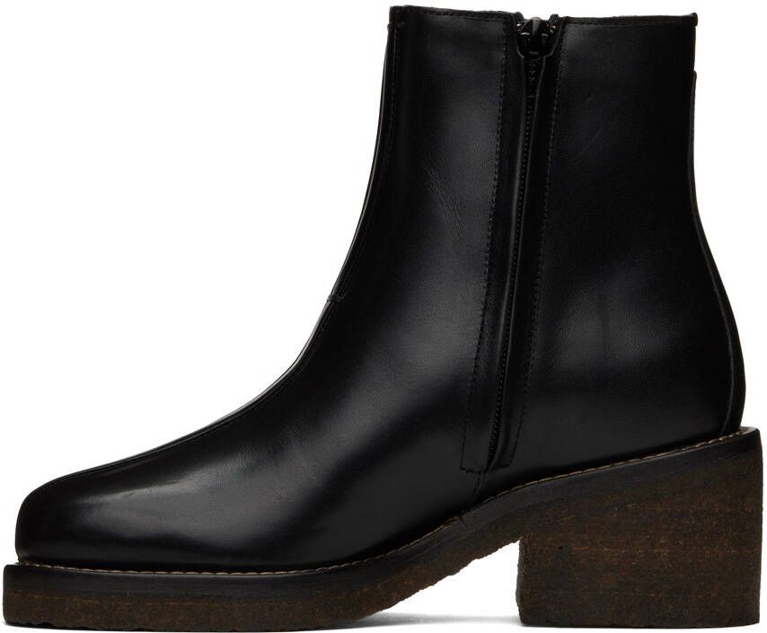 LEMAIRE Black Piped Ankle Boots