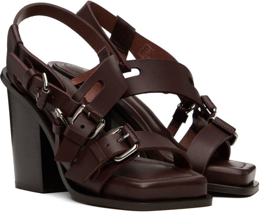 LEMAIRE Brown Square Heeled 100 Sandals