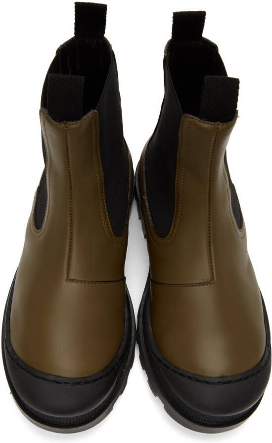 Loewe Khaki Calfskin Chelsea Boots