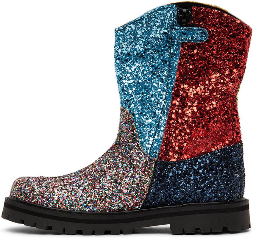 M A Kids Multicolor Glitter Boots