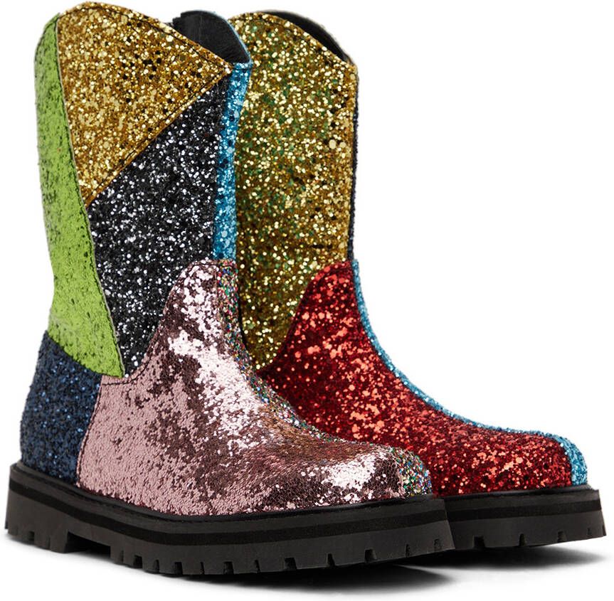 M A Kids Multicolor Glitter Boots