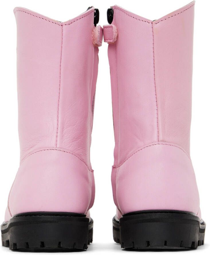 M A Kids Pink Leather Boots