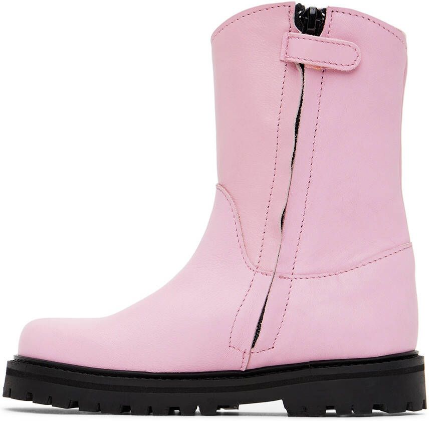 M A Kids Pink Leather Boots