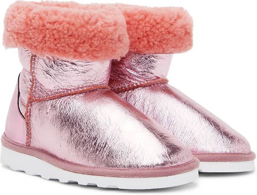 M A Kids Pink Shiny Leather Boots