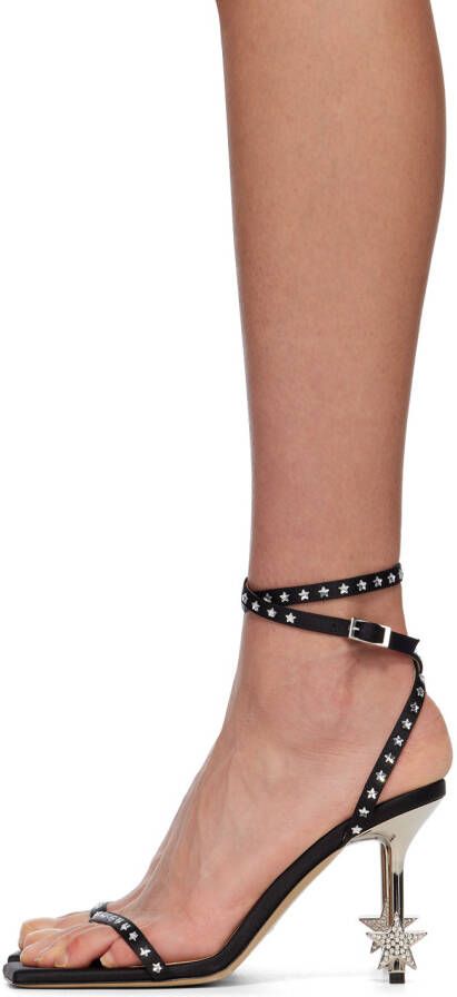 MACH & MACH Black Amelie Star Heeled Sandals