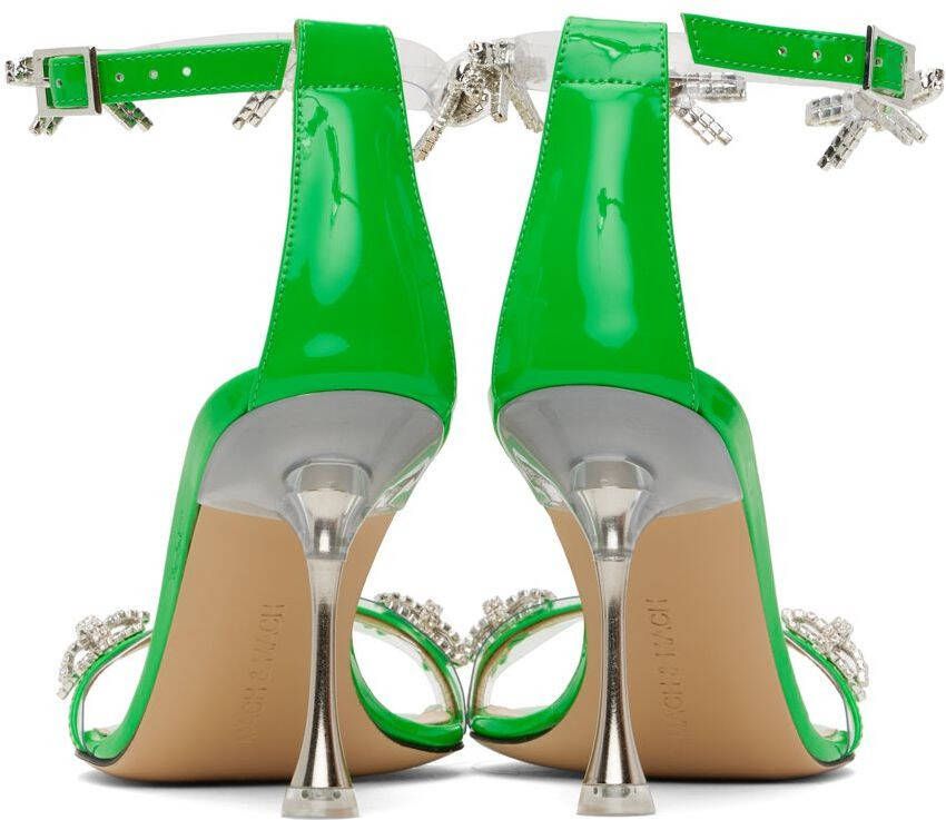 MACH & MACH Green 'Floating Crystal Bow' Heeled Sandals