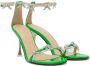 MACH & MACH Green 'Floating Crystal Bow' Heeled Sandals - Thumbnail 4