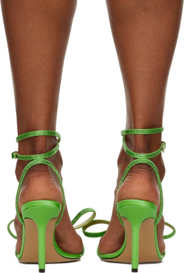 MACH & MACH Green French Bow 95 Heeled Sandals