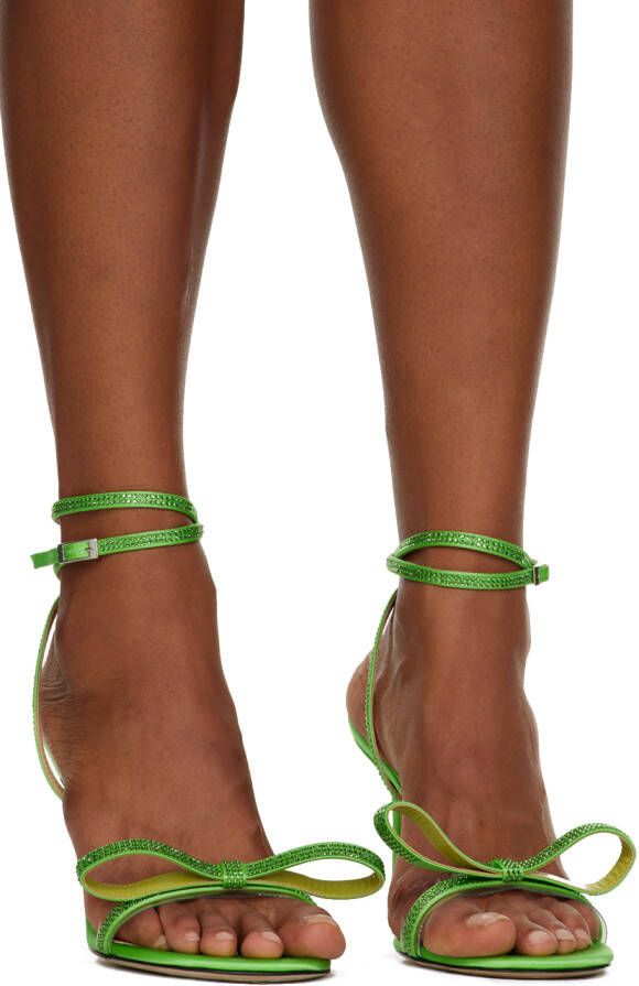 MACH & MACH Green French Bow 95 Heeled Sandals