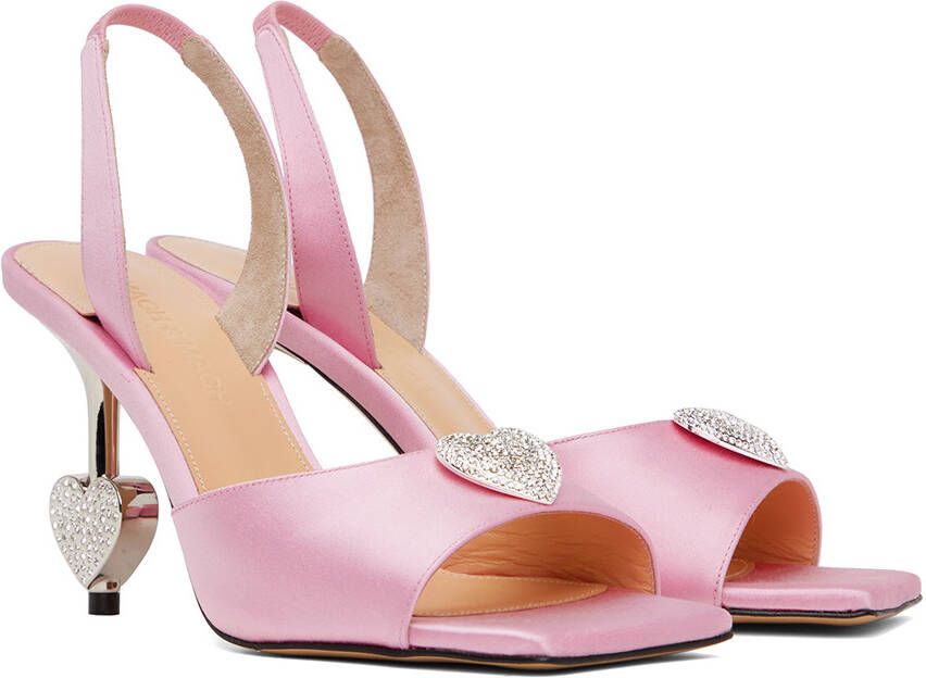 MACH & MACH Pink Crystal Heart Heels