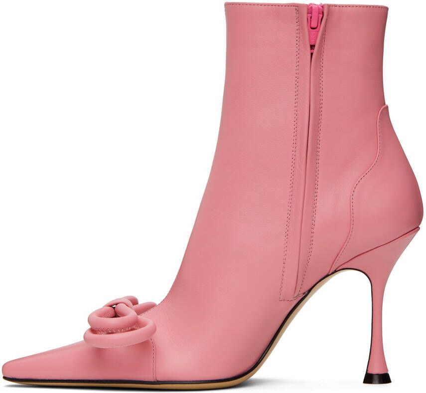 MACH & MACH Pink Double Bow 100 Ankle Boots