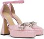 MACH & MACH Pink Double Bow Platform Heels - Thumbnail 4