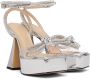 MACH & MACH Silver Double Bow Platform Heeled Sandals - Thumbnail 4