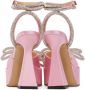 MACH & MACH Pink Double Bow Square Toe Heels - Thumbnail 2