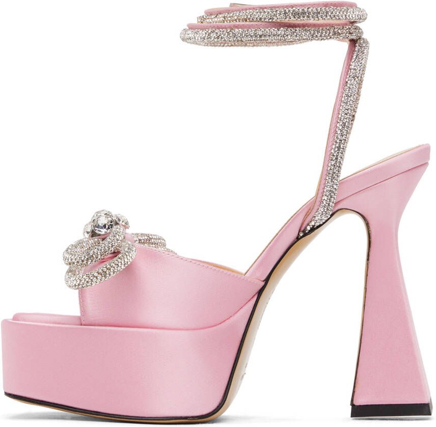 MACH & MACH Pink Double Bow Square Toe Heels