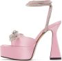 MACH & MACH Pink Double Bow Square Toe Heels - Thumbnail 3
