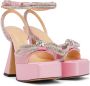 MACH & MACH Pink Double Bow Square Toe Heels - Thumbnail 4