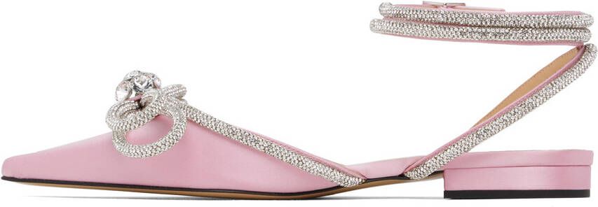 MACH & MACH Pink Satin Double Bow Sandals