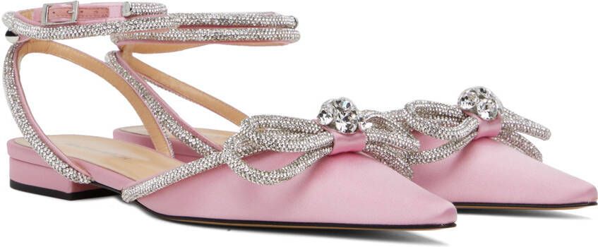MACH & MACH Pink Satin Double Bow Sandals