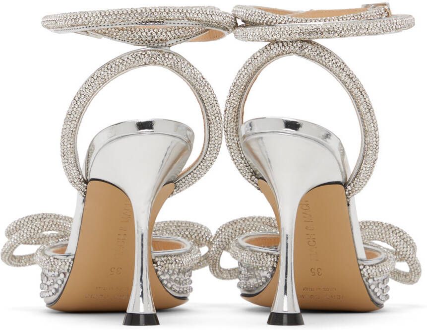 MACH & MACH Silver Double Bow Crystal 110 Heels