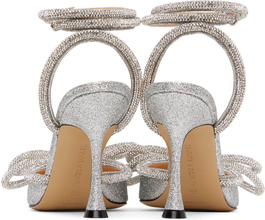 MACH & MACH Silver Glitter Double Bow Heels