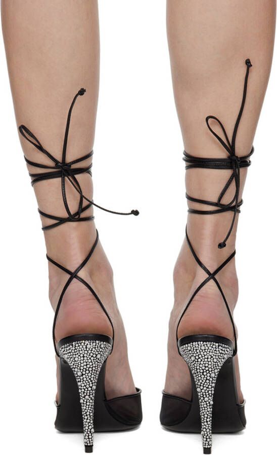 Magda Butrym Black Wraparound Flower Heeled Sandals