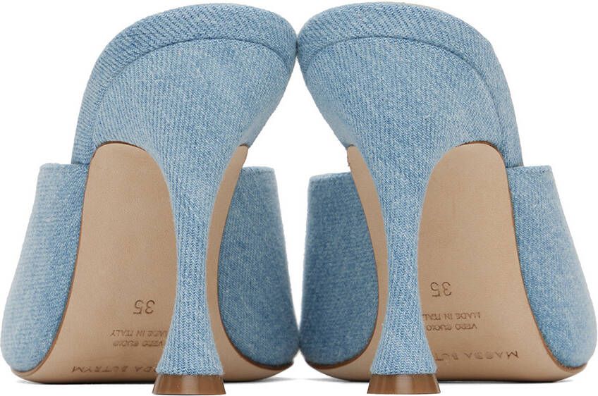 Magda Butrym Blue Square Toe Denim Mules