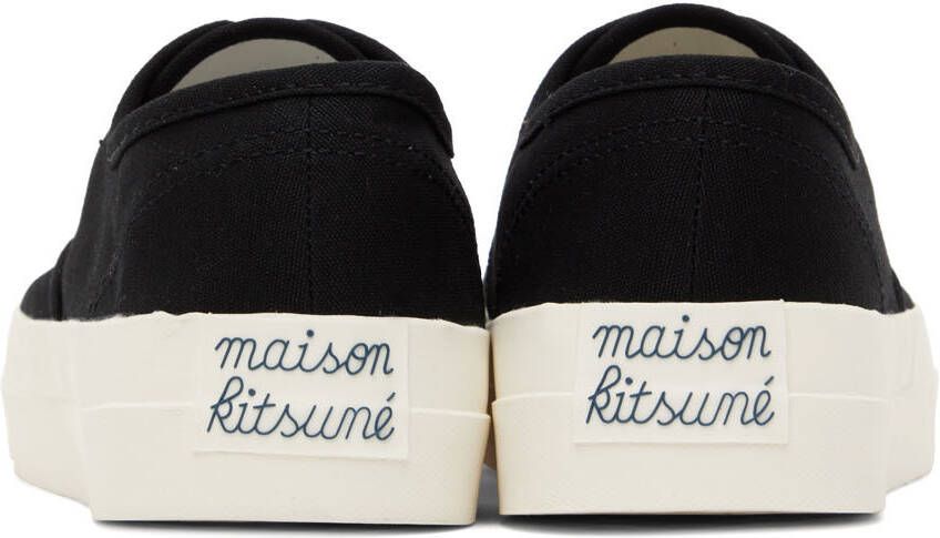 Maison Kitsuné Black Canvas Laced Low-Top Sneakers