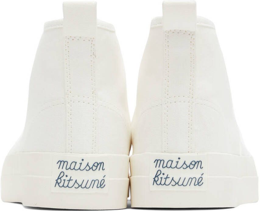 Maison Kitsuné White Canvas High-Top Sneakers